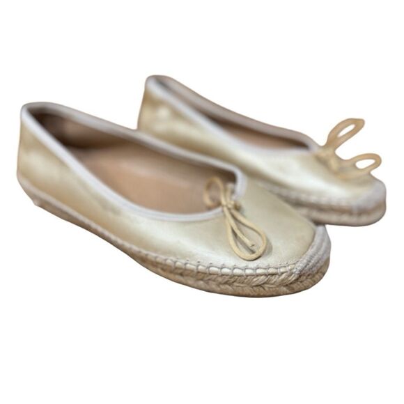 Jon Josef Paloma Nappa Gold Espadrille Leather Bow Flats - Picture 6 of 10